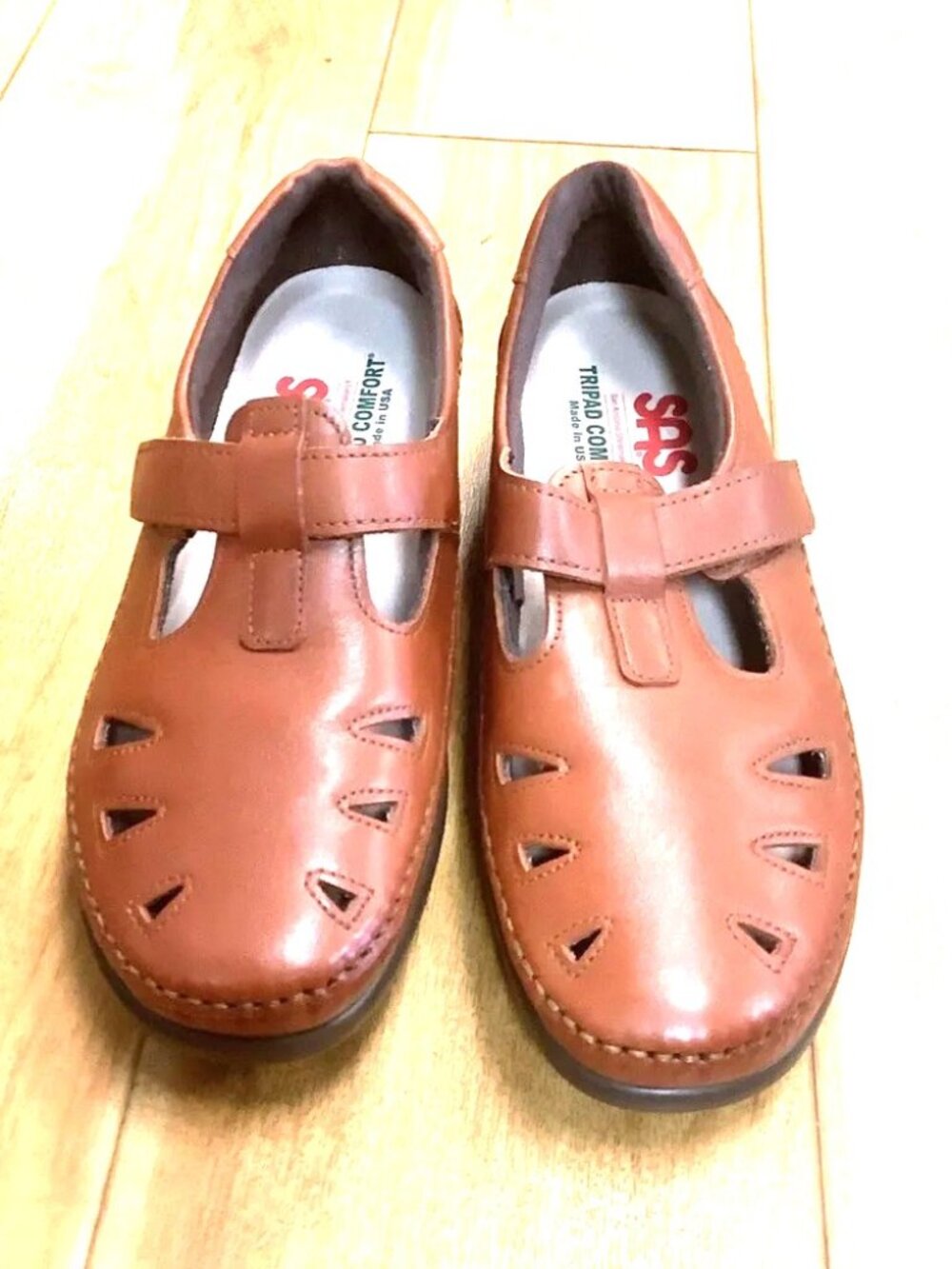 SAS Roamer mary-jane fisherman walking comfort brown loafer flats US10 wide